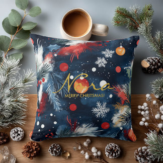 Coussin Night Sky Holiday Pine and Ornament Design