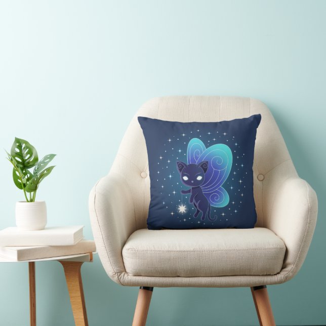 Coussin Night Star Fairy Pixie Cat (Chaise)