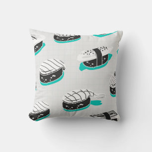 Coussin Nigiri sushi, motif vintage néon.