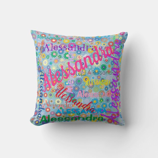 Coussin N'Importe Quel Nom Collage Personnalisé Fille Jete (Recto)