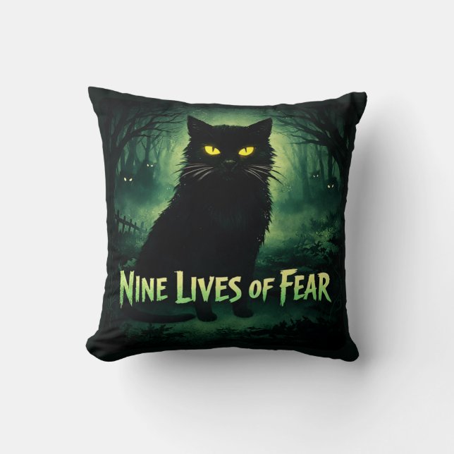 Coussin Nine Lives of Fear – Chat Noir  (Recto)