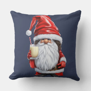 Coussin Nisse norvégien Gnome Gonk tenant un verre d'egg n