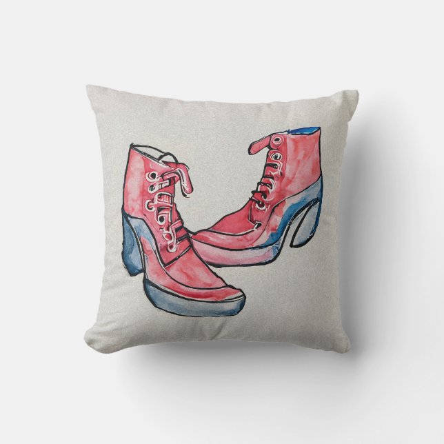 Coussin No 01, Dessin À La Main De Chaussures Drôle Collec (Recto)