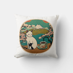 Coussin No 01, Happy Hawaiian Lucky Cat Boire Café