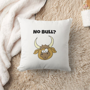 Coussin No Bull Drôle Cartoon Brown Cow Head Art