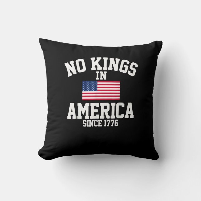 Coussin No Kings In America USA Flag Retro Cool Style (Recto)