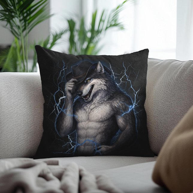 Coussin No More Mr Nice Guy Funny Alpha Wolf Meme Brainrot (Créateur téléchargé)