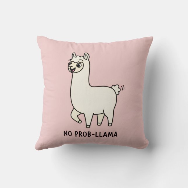 Coussin "No Prob-Llama" Cute Llama Doodle - Chill Vibe (Verso)