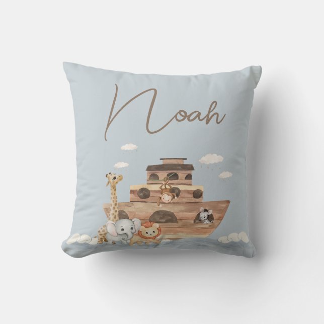 Coussin Noah's Ark Cute Animals Jeter Pillow Boy Nursery (Recto)