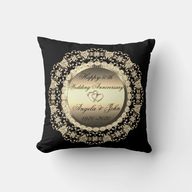 Coussin Noces de diamants noires et or 50e anniversaire de (Recto)