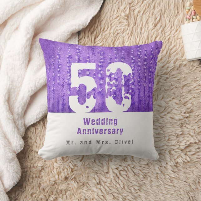 Coussin Noces de Mariage 50 Ans aux Lilas (Couverture)