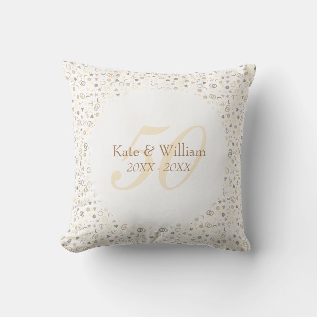 Coussin Noces d'or Confettis 50 ans de mariage (Recto)