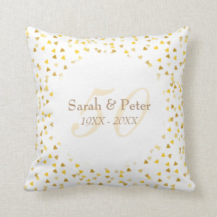 Coussin Noces d'or Confettis de coeurs dorés
