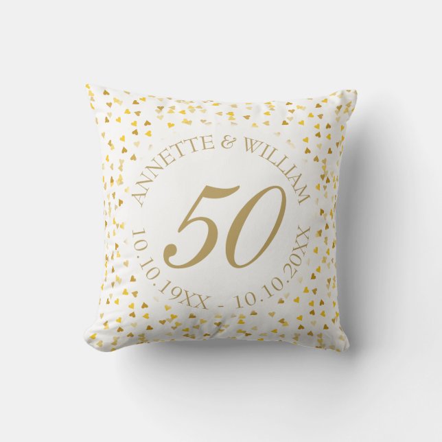 Coussin Noces d'or Confettis de coeurs pour 50 ans de mari (Recto)