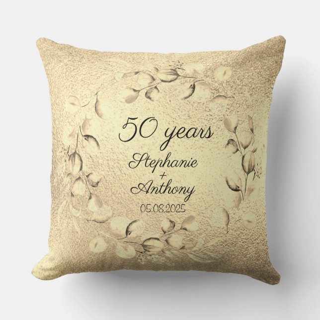 Coussin Noces d'or de 50 ans d'Eucalyptus  (Recto)