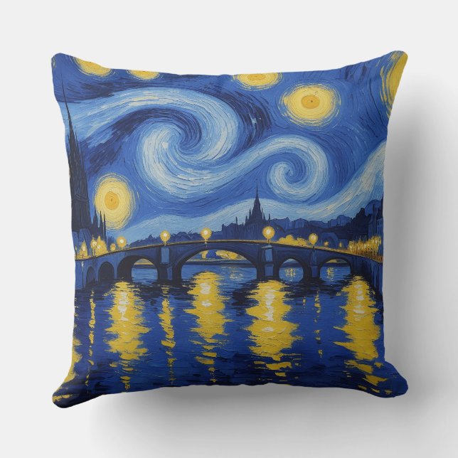 Coussin Noche estrellada sobre el rio (Verso)