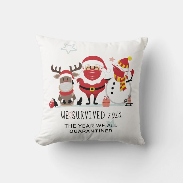 Coussin Noël 2020 Année Nous avons mis en quarantaine comm (Recto)