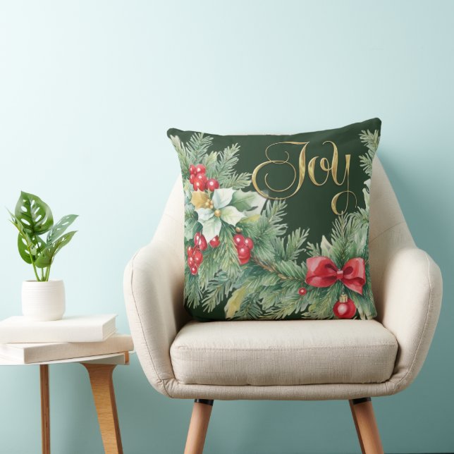 Coussin Noël À feuillage persistant Garland Bows Red Berri (Chaise)