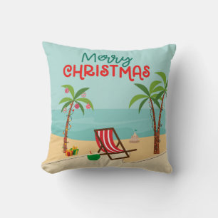 Coussin Noël à la plage