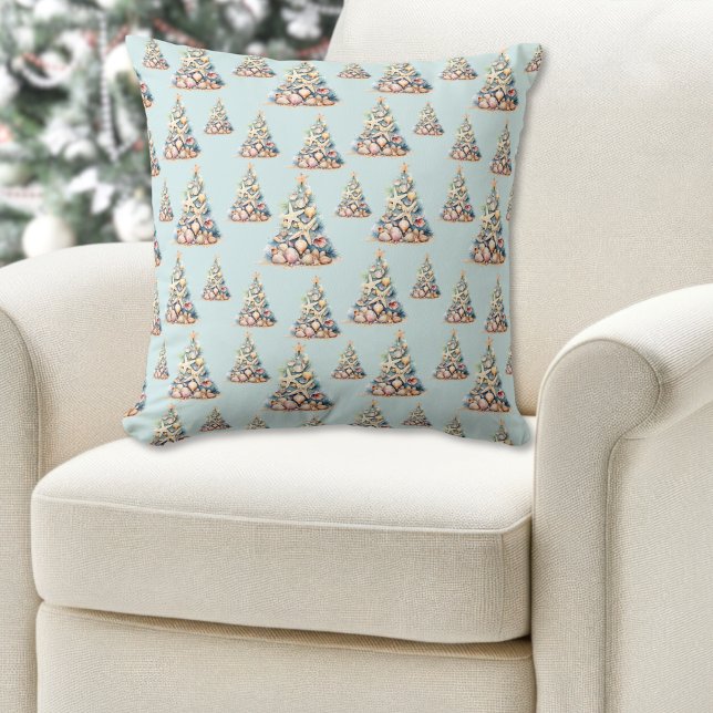 Coussin Noël à la plage (Beach Christmas Pattern Throw Pillow)