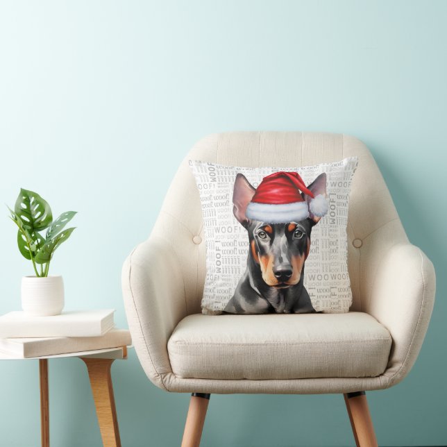 Coussin Noël amateur de Doberman Pinscher (Chaise)