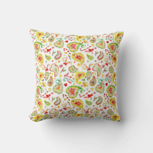Coussin Noël aquarelle coloré personnalisé Paisley