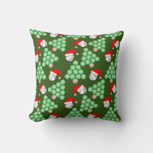 Coussin Noël Arbre Baseball Chapeaux de Père Noël