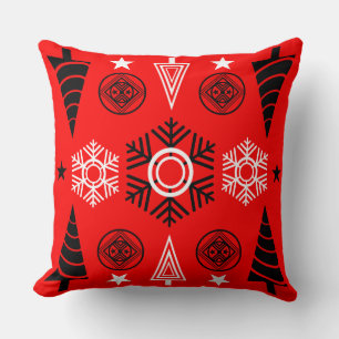 Coussin Noël Art Nouveau Rouge Et Noir