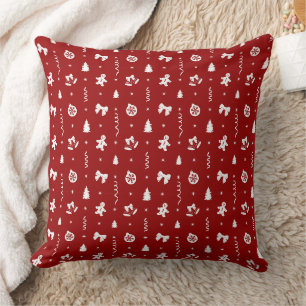 Coussin Noël au pain d'épices rouge et blanc classique
