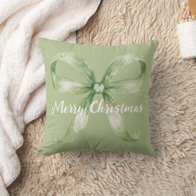 Coussin Noël au ruban vert avocat (Couverture)
