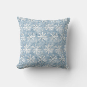 Coussin Noël aux flocons blancs bleus
