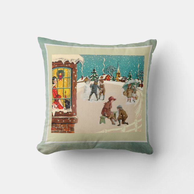 Coussin Noël avec un merveilleux Vintage sentiment (Recto)