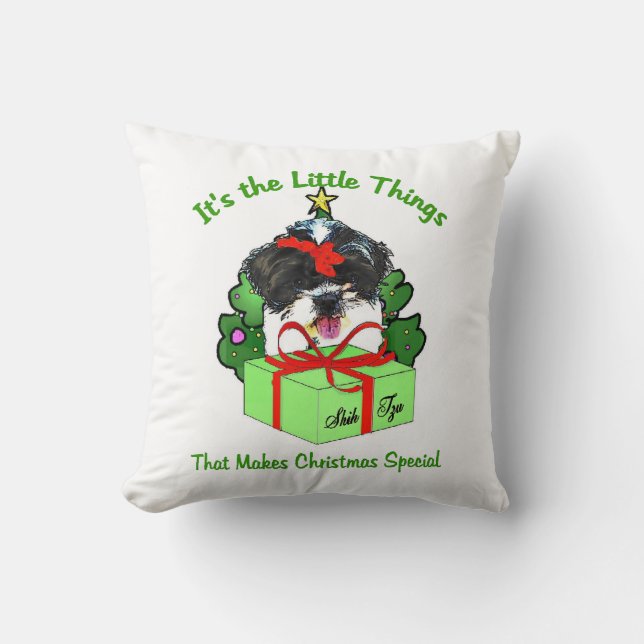 Coussin Noël avec un Shih Tzu (Recto)