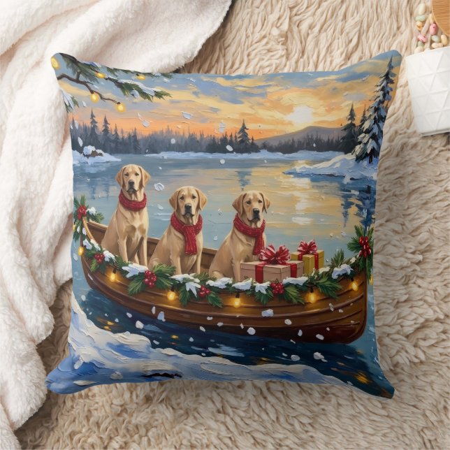 Coussin Noël Bateau de vacances Retriever du Labrador (Couverture)