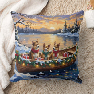 Coussin Noël Bateau Japanese Chin Vacances