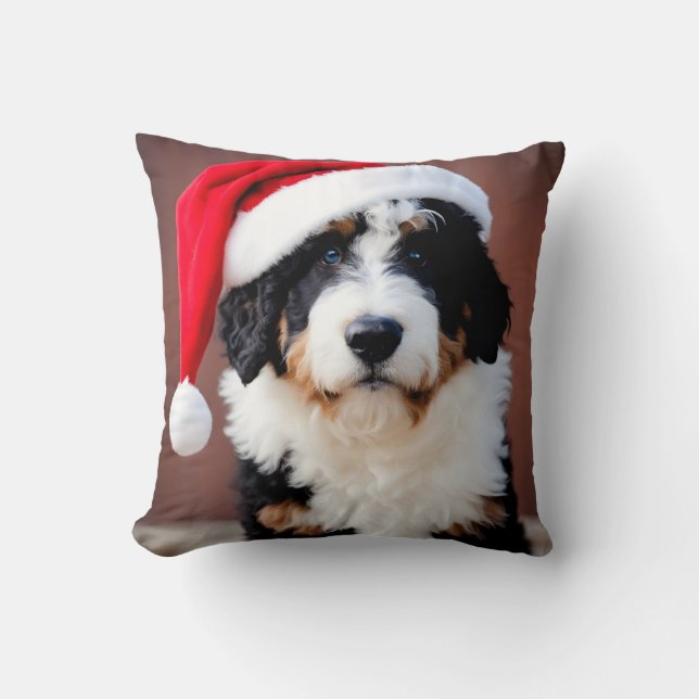 Coussin Noël Bernedoodle (Recto)