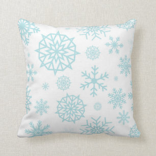 Coussin Noël blanc bleu de flocon de neige d'hiver de 2