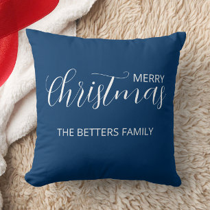 Coussin Noël Bleu Minuit Simple Élégant et Propre
