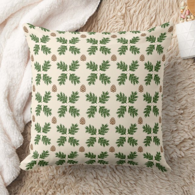 Coussin Noël botanique Evergreen & Pinecone rustique  (Couverture)