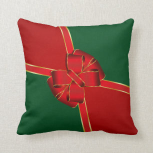 Coussin Noël Bow rouge et vert