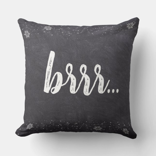 Coussin Noël, Brrr..., flocons de neige, tableau noir (Recto)