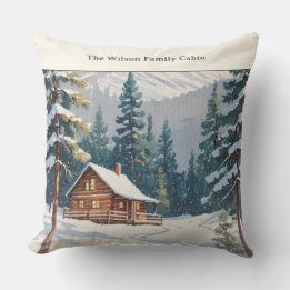 Coussin Noël Cabane de Famille Rustique en Hiver sous la N