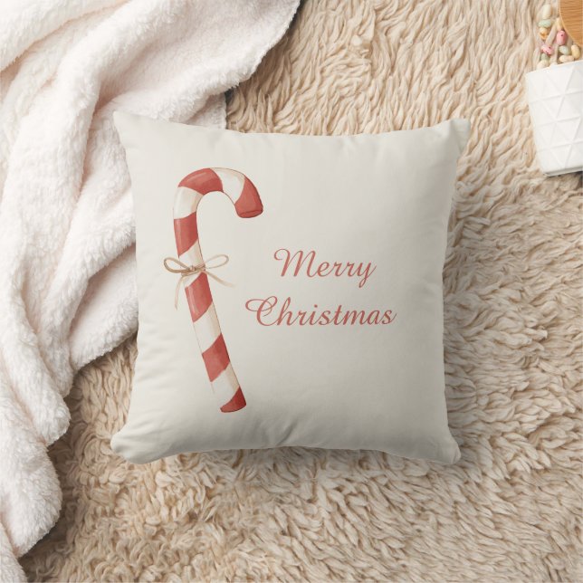 Coussin Noël Canne de Bonbons Rouge Blanc (Couverture)