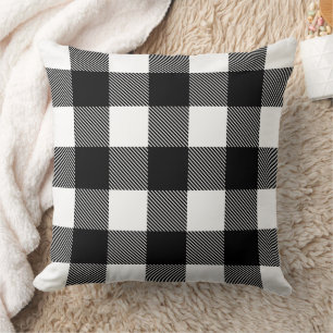 Coussin Noël carreau de bœuf noir et blanc Classique