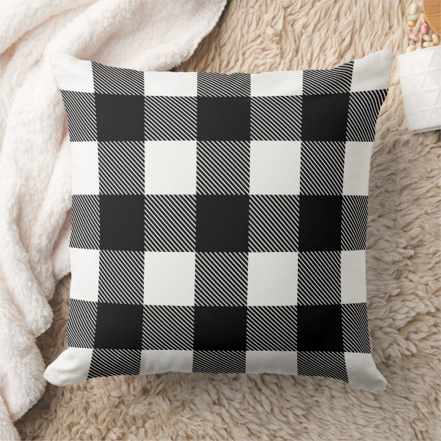 Coussin Noël carreau de bœuf noir et blanc Classique (Couverture)