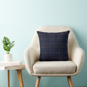 Coussin Noël carreaux bleu marine classique
