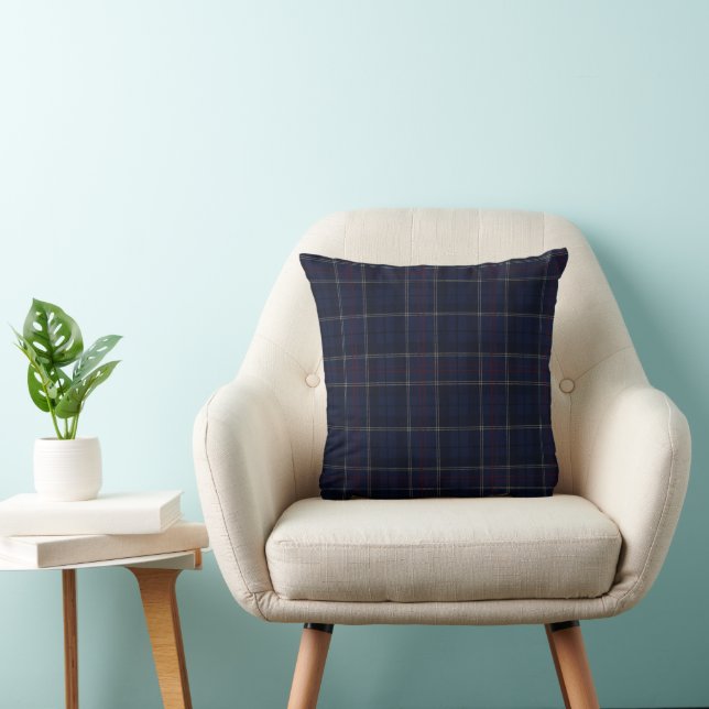 Coussin Noël carreaux bleu marine classique (Chaise)