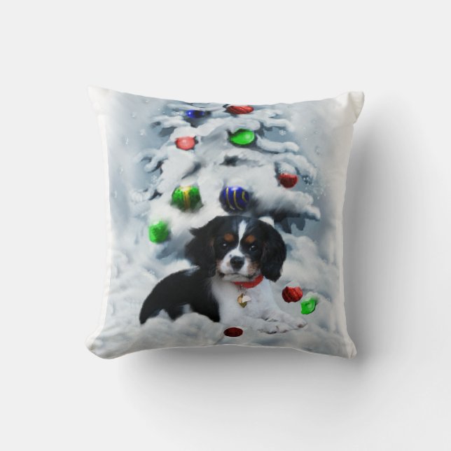 Coussin Noël Cavalier King Charles Spaniel (Recto)