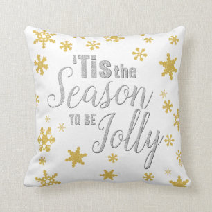Coussin Noël C'est la saison Snowflake Silver Gold