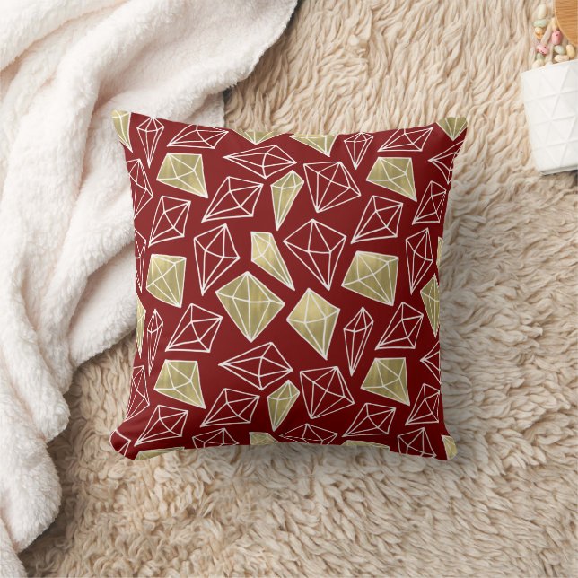 Coussin Noël Chic Red Gold Diamonds (Couverture)